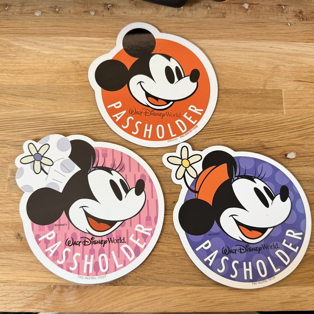DISNEY WORLD Passholder Magnets Mickey Mouse Minnie Mouse Chef Lot of 3
